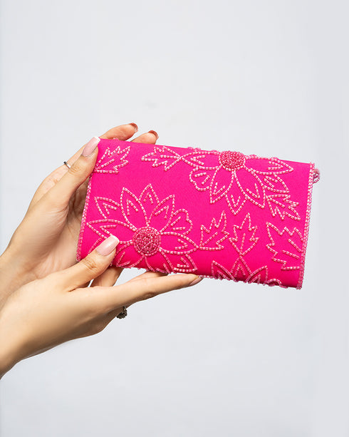 Pink Clutch with Handwork